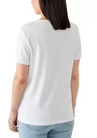 Petite Crew Neck Graphic T-Shirt