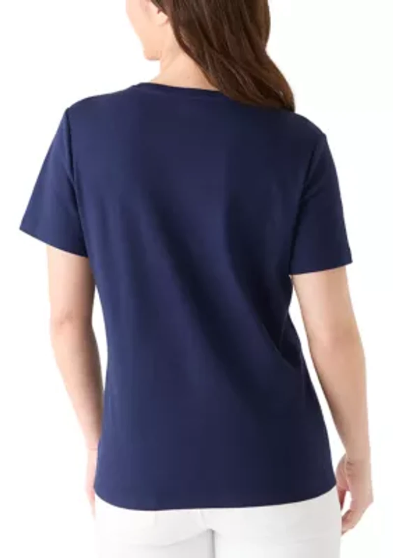 Petite Crew Neck Graphic T-Shirt