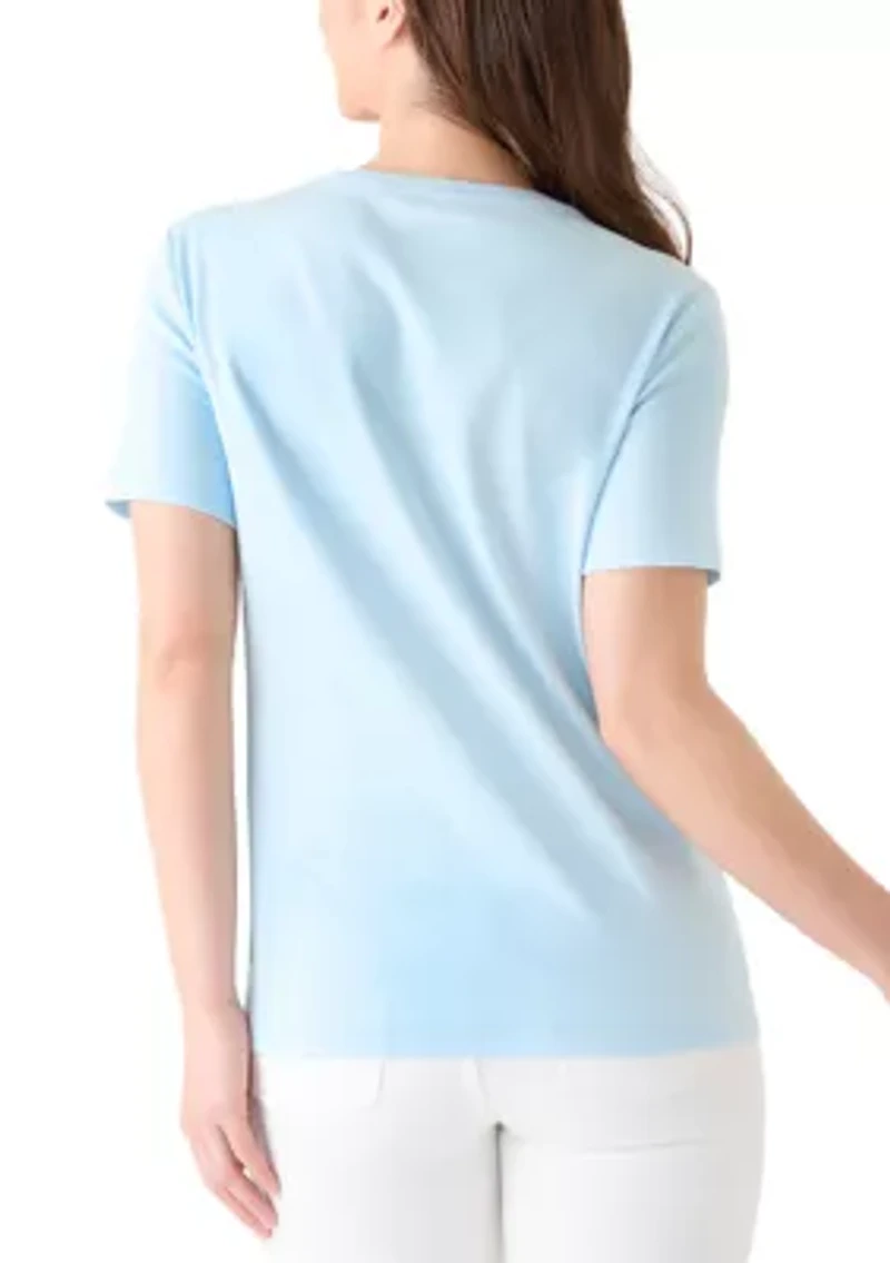 Petite Crew Neck Graphic T-Shirt