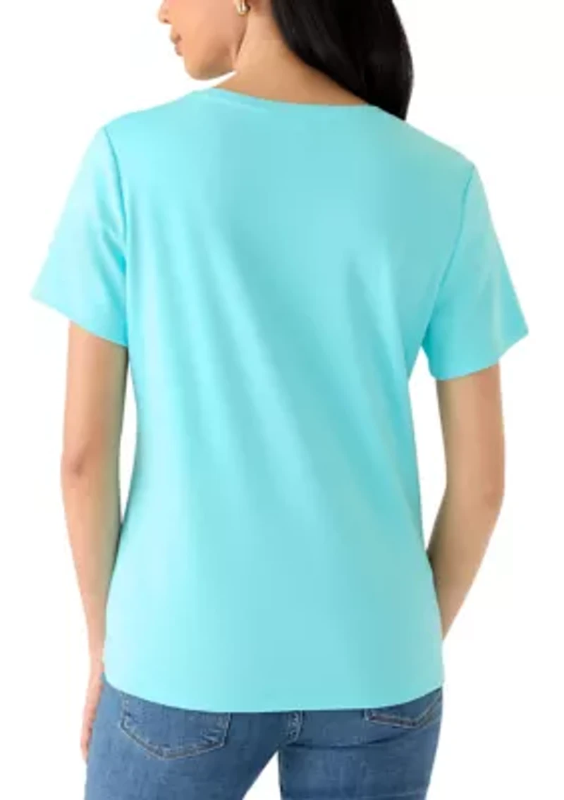 Petite Crew Neck Graphic T-Shirt