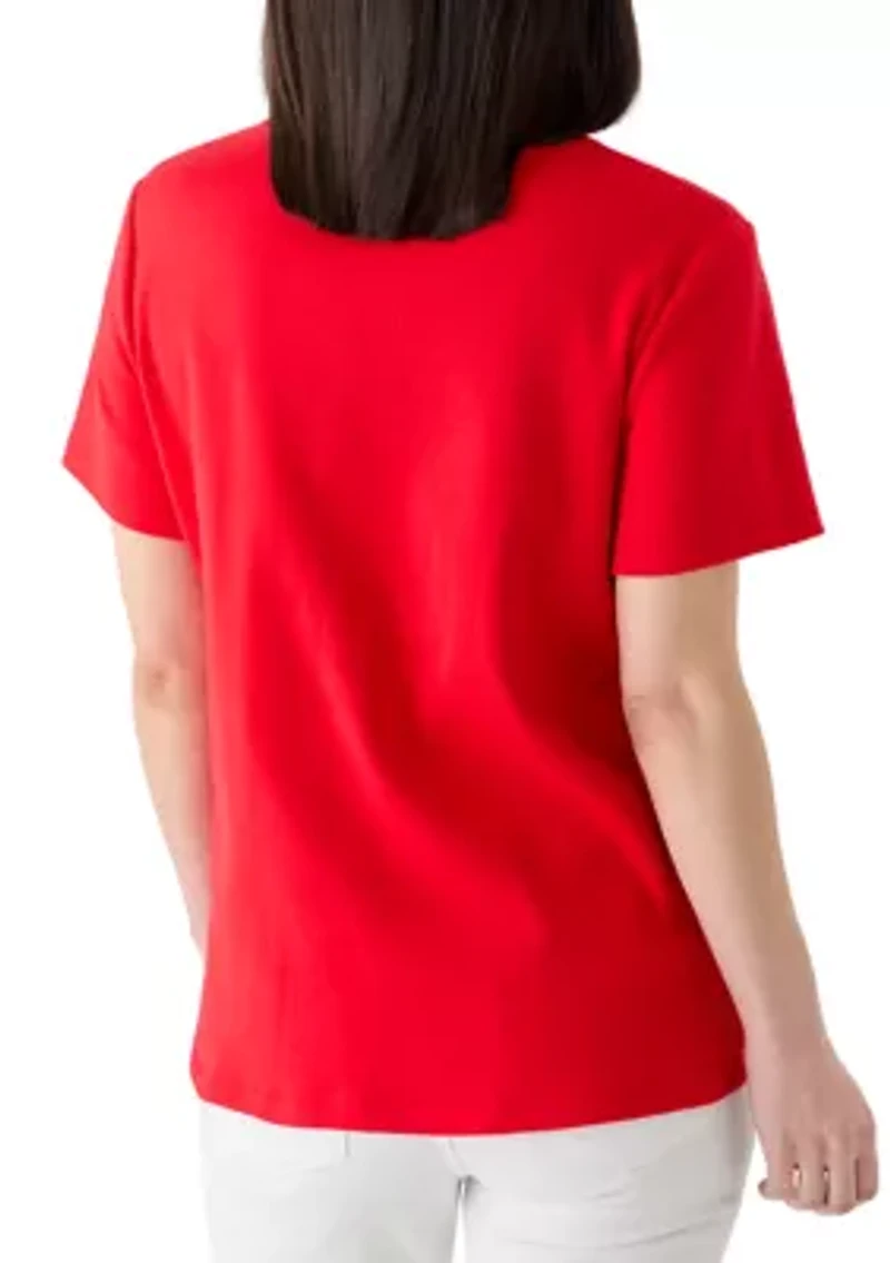 Petite Crew Neck Graphic T-Shirt