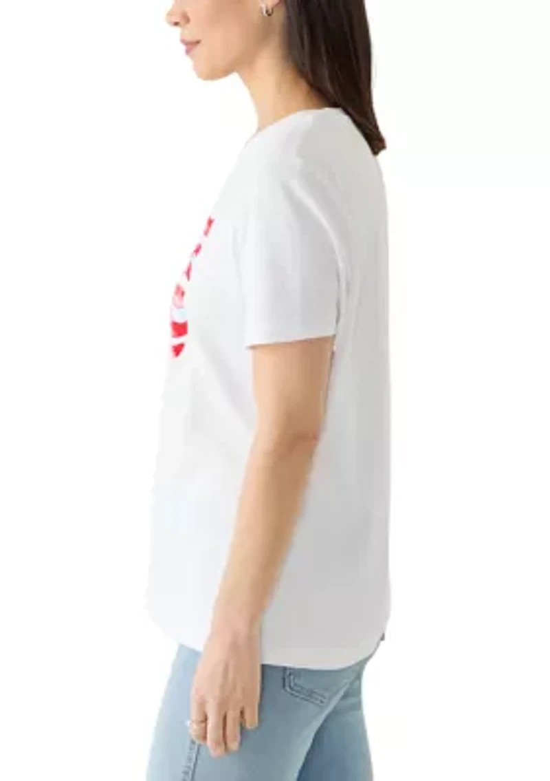 Petite Crew Neck Graphic T-Shirt