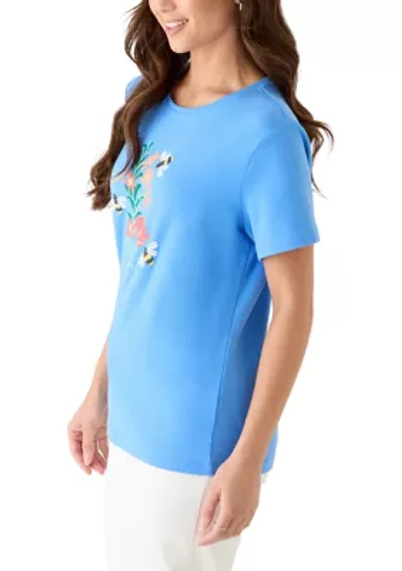 Petite Crew Neck Graphic T-Shirt