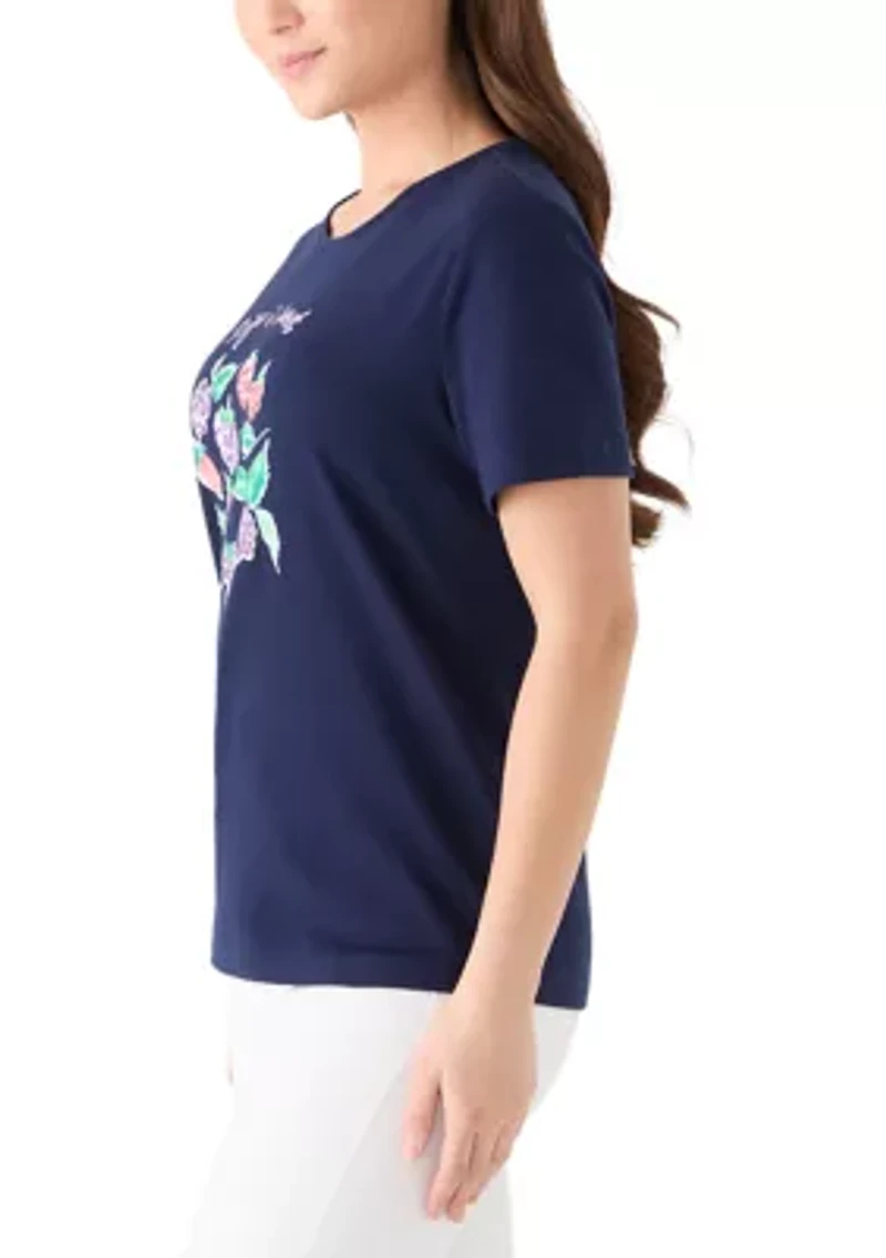 Petite Crew Neck Graphic T-Shirt