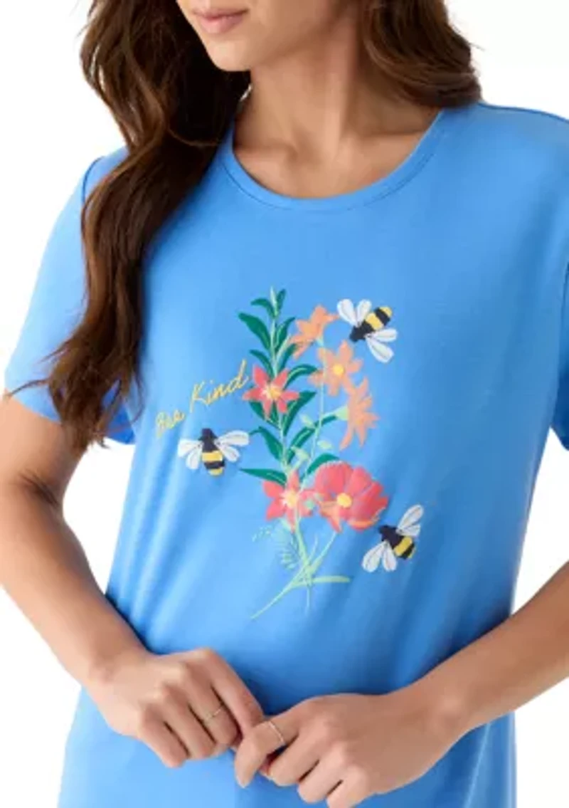 Petite Crew Neck Graphic T-Shirt