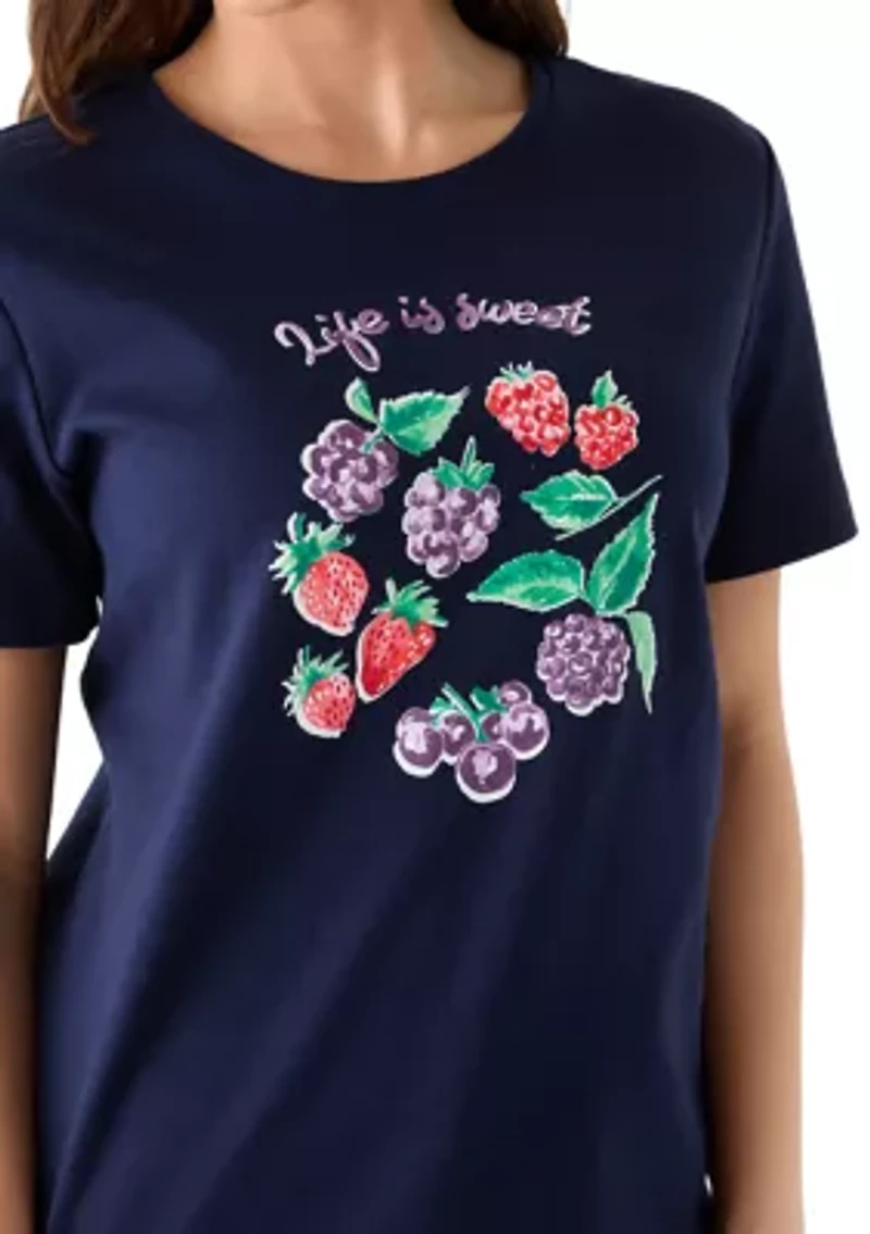 Petite Crew Neck Graphic T-Shirt