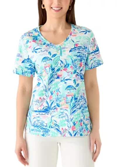 Petite V-Neck Print T-Shirt