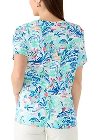 Petite V-Neck Print T-Shirt