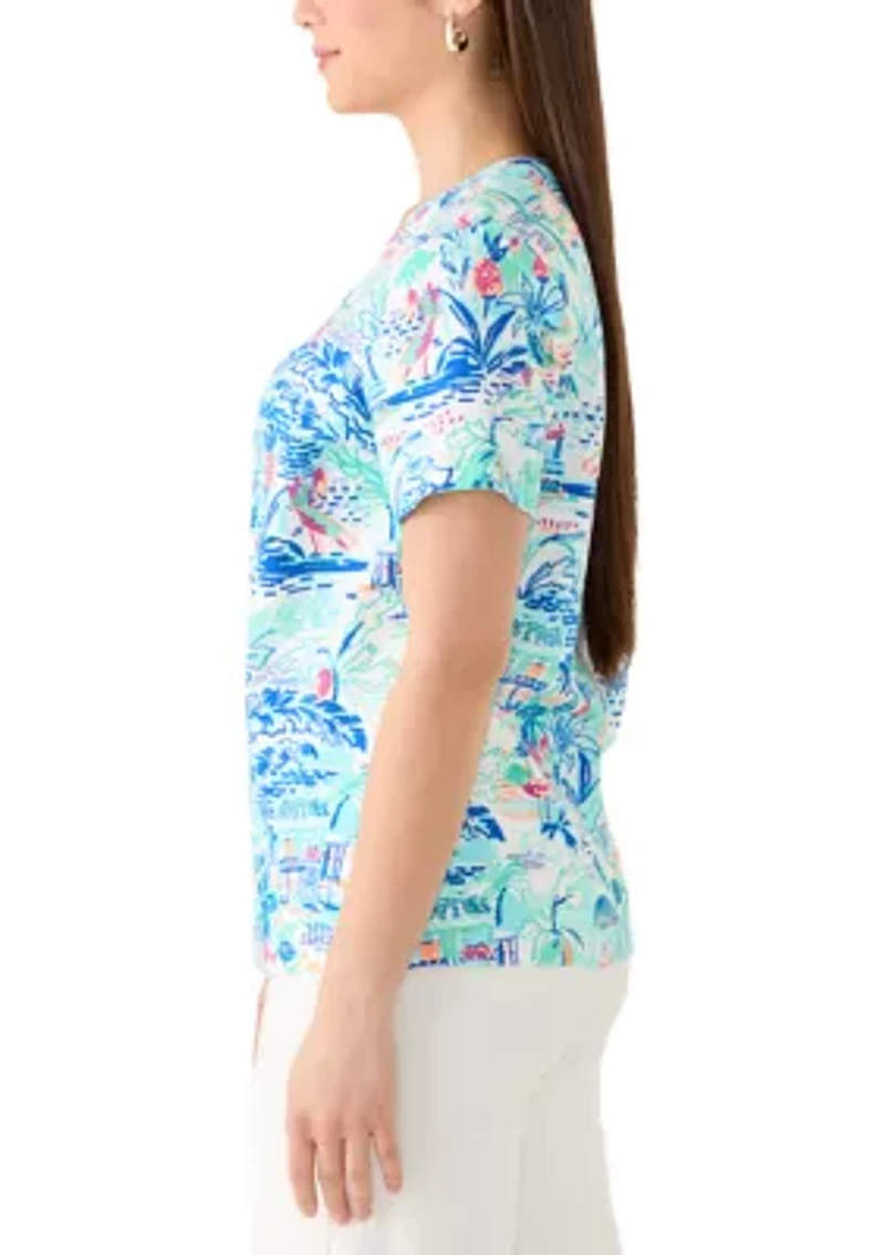 Petite V-Neck Print T-Shirt