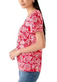 Petite V-Neck Print T-Shirt