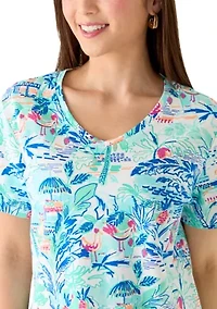 Petite V-Neck Print T-Shirt