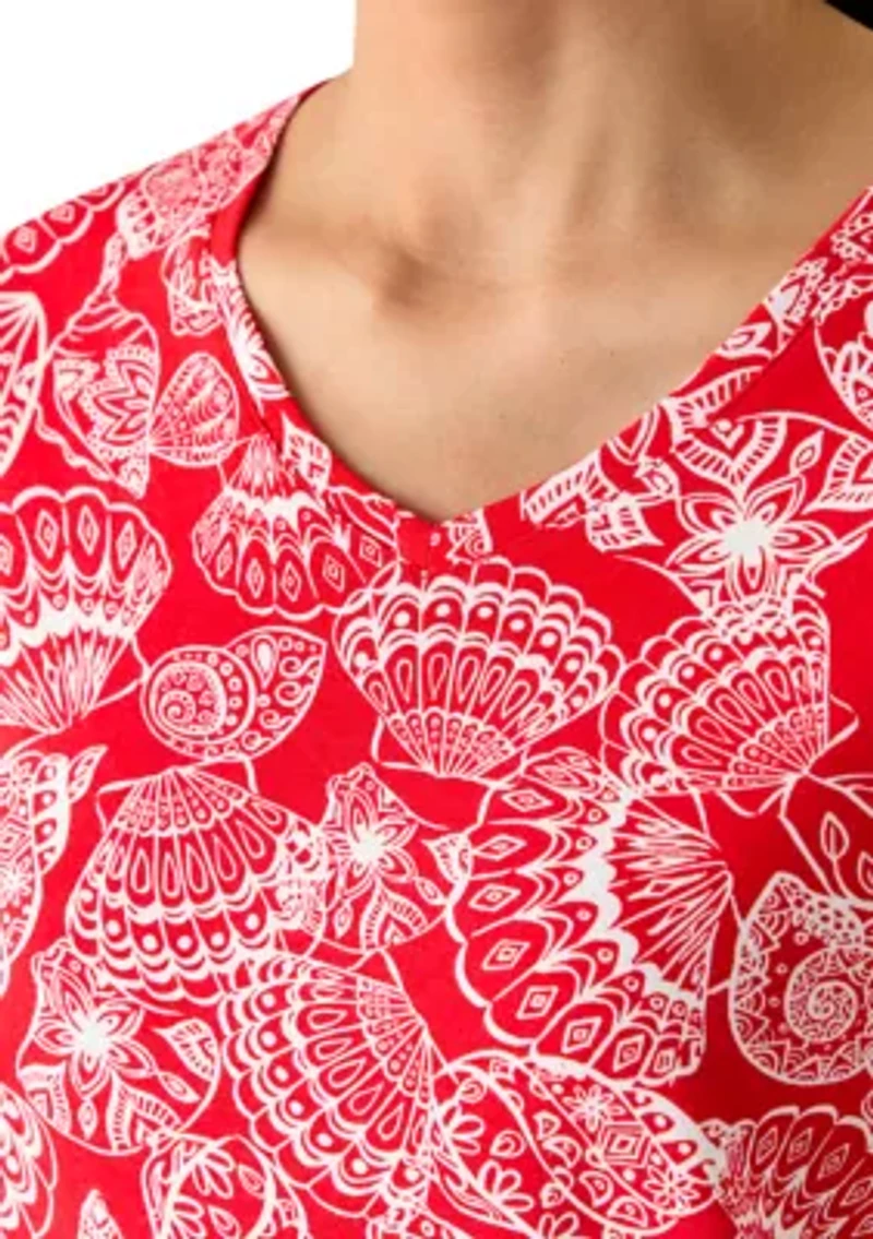 Petite V-Neck Print T-Shirt