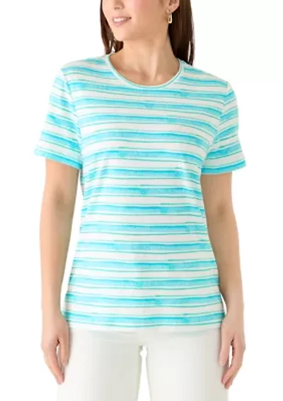 Petite Crew Neck Striped T-Shirt