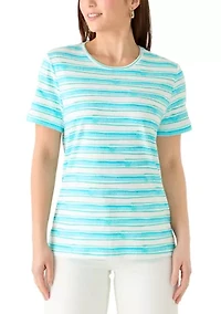 Petite Crew Neck Striped T-Shirt