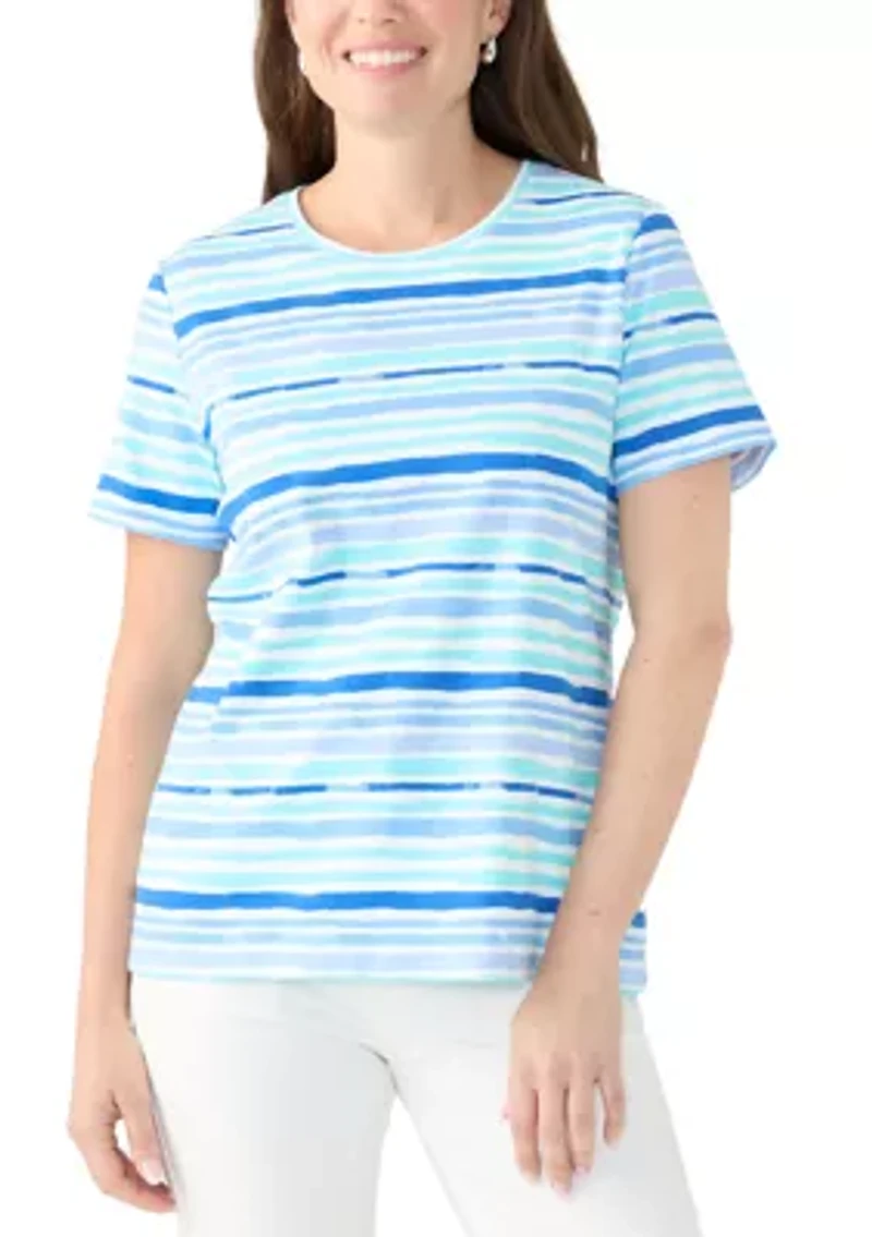 Petite Crew Neck Striped T-Shirt