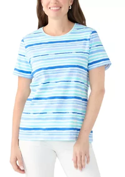 Petite Crew Neck Striped T-Shirt