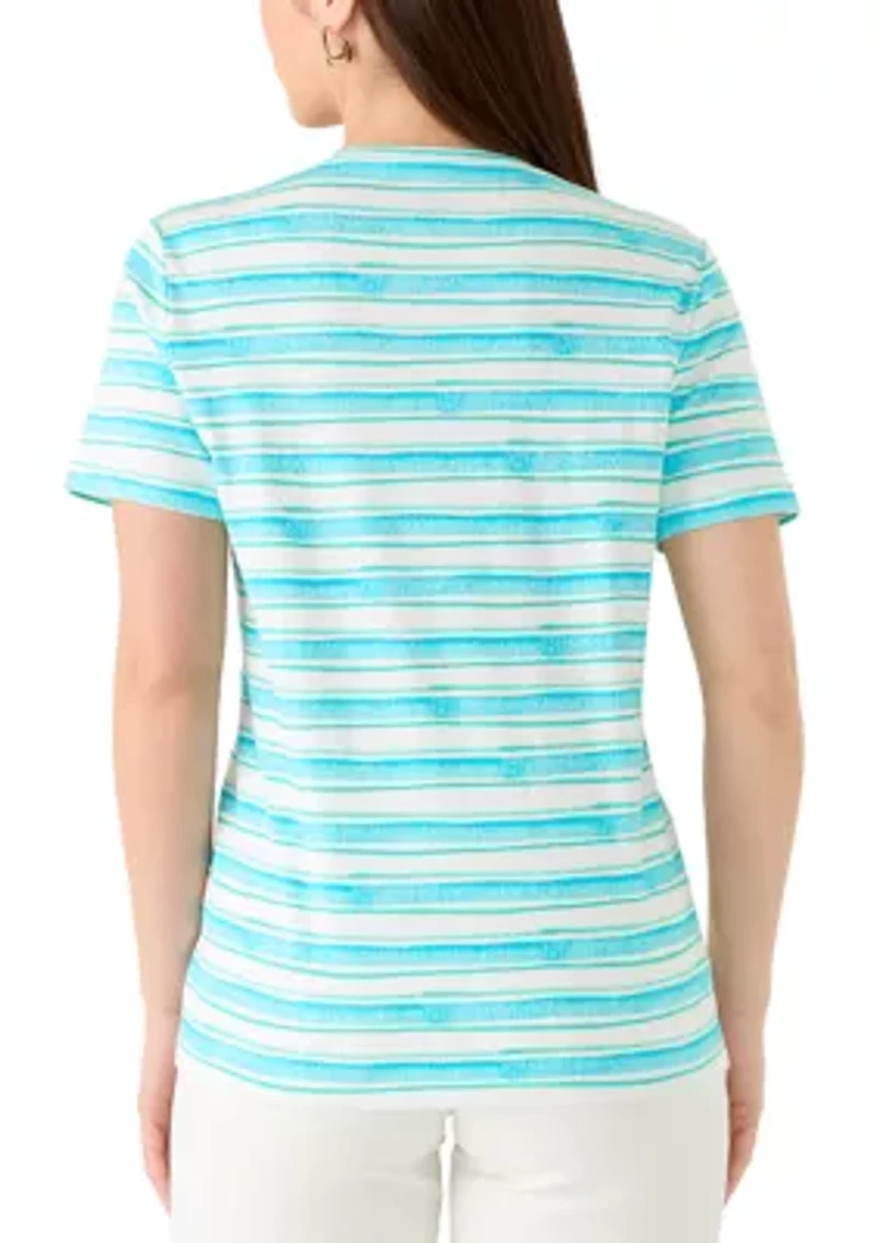 Petite Crew Neck Striped T-Shirt