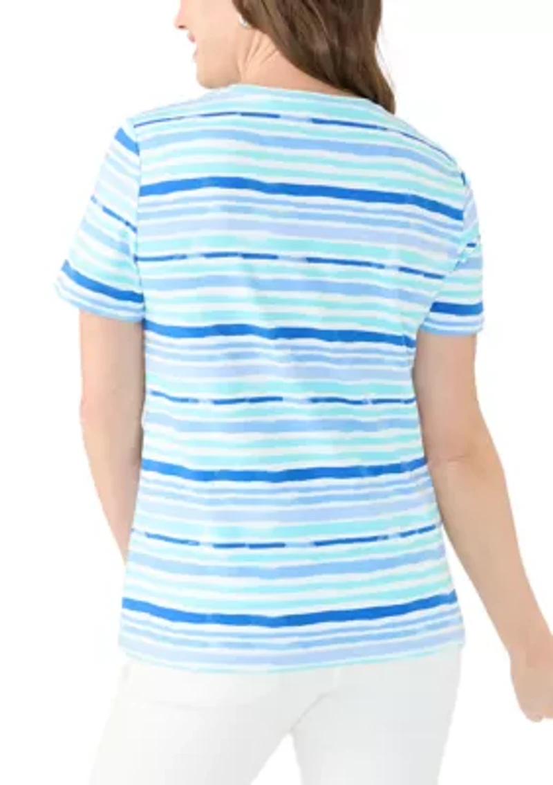 Petite Crew Neck Striped T-Shirt