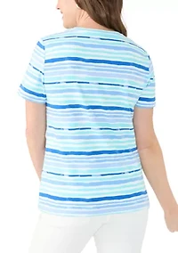 Petite Crew Neck Striped T-Shirt