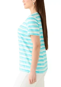Petite Crew Neck Striped T-Shirt