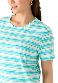 Petite Crew Neck Striped T-Shirt