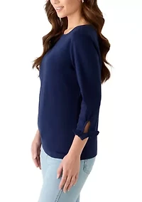 Petite 3/4 Tie Sleeve Shirt