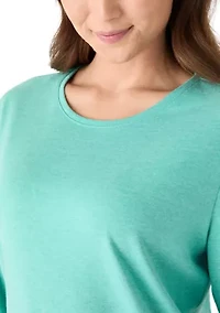 Petite Three-Quarter Crew Neck Heather Top