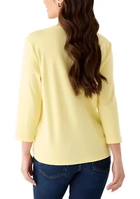 Petite 3/4 Sleeve Crew Neck Graphic Shirt