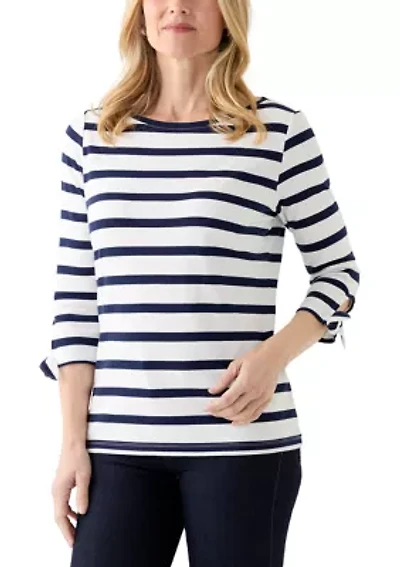 Petite 3/4 Tie Sleeve Shirt