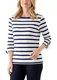 Petite 3/4 Tie Sleeve Shirt