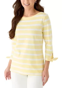 Petite 3/4 Tie Sleeve Shirt