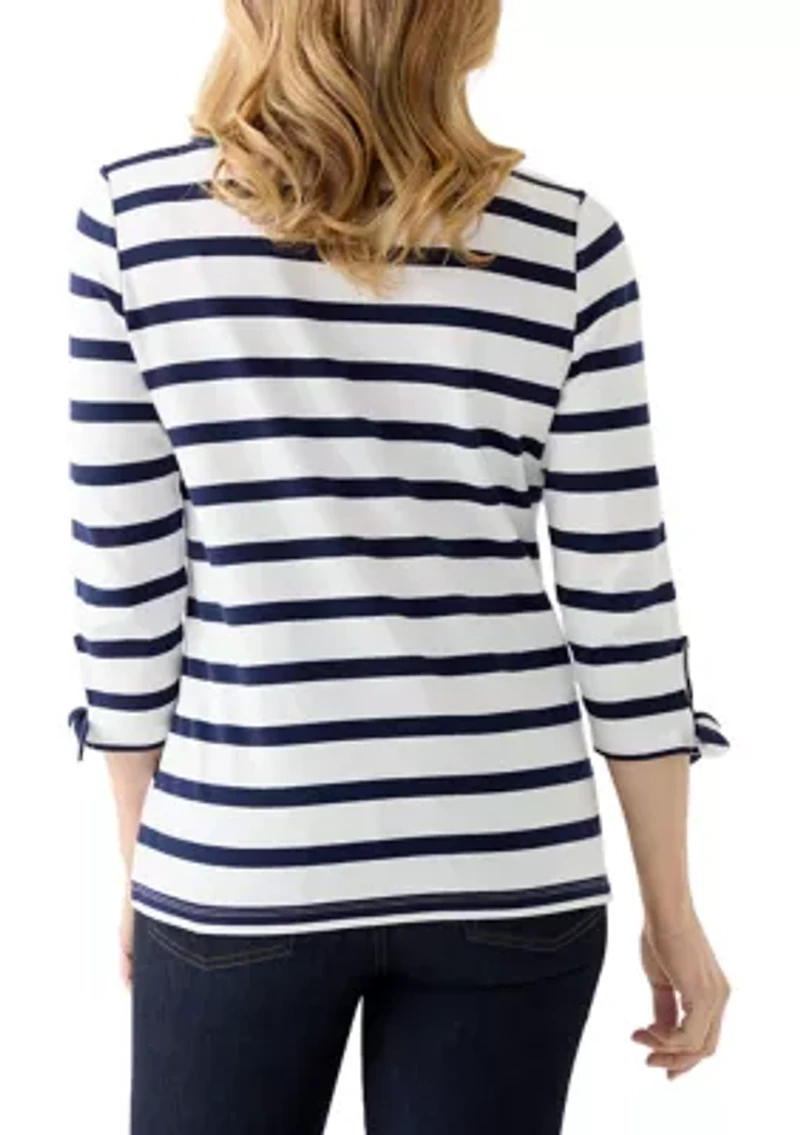 Petite 3/4 Tie Sleeve Shirt