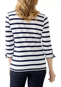 Petite 3/4 Tie Sleeve Shirt