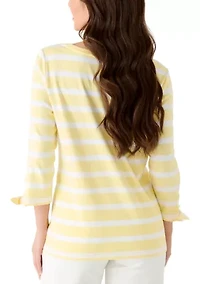 Petite 3/4 Tie Sleeve Shirt