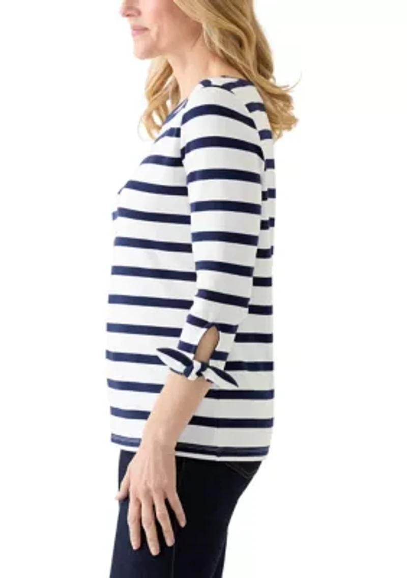 Petite 3/4 Tie Sleeve Shirt