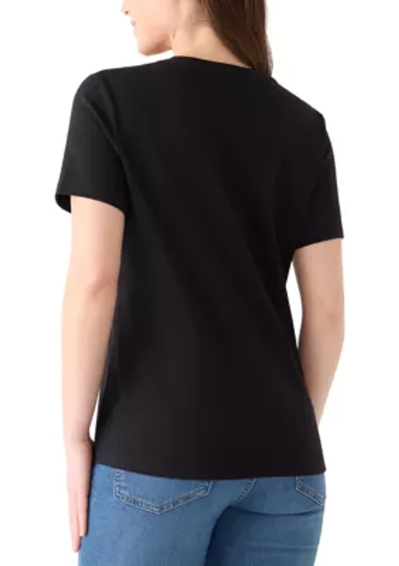 Petite Crew Neck Solid T-Shirt