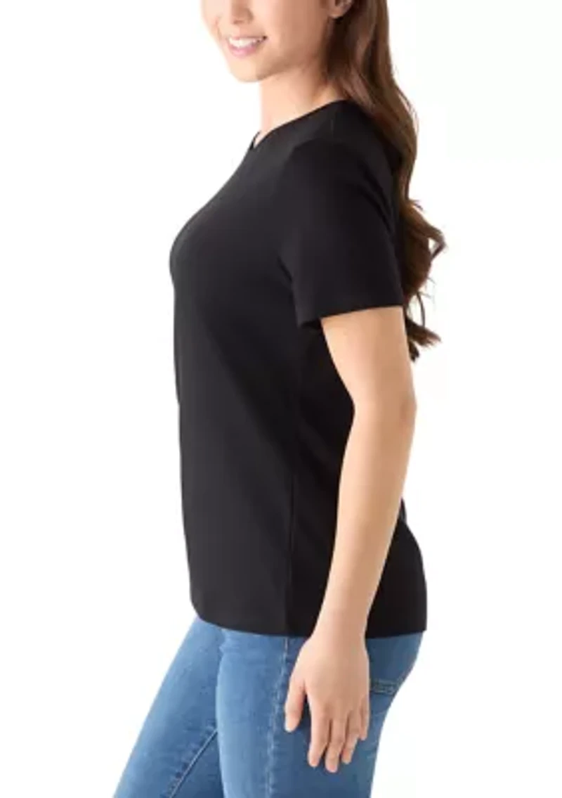 Petite Crew Neck Solid T-Shirt