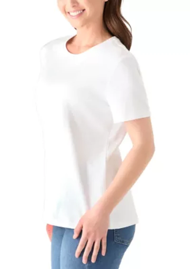 Petite Crew Neck Solid T-Shirt