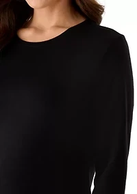 Petite 3/4 Sleeve Crew Neck Shirt