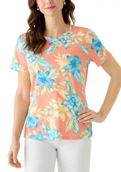 Women's Crew Neck Print Top