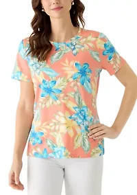 Women's Crew Neck Print Top