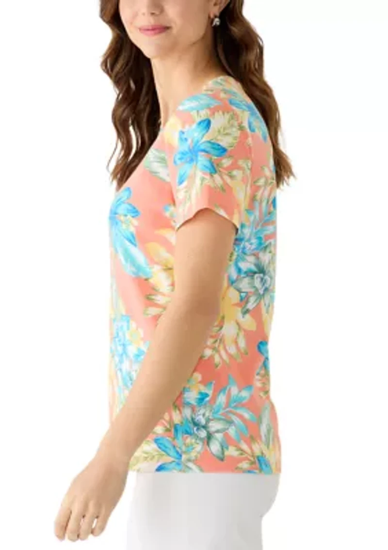 Women's Crew Neck Print Top
