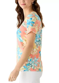 Women's Crew Neck Print Top
