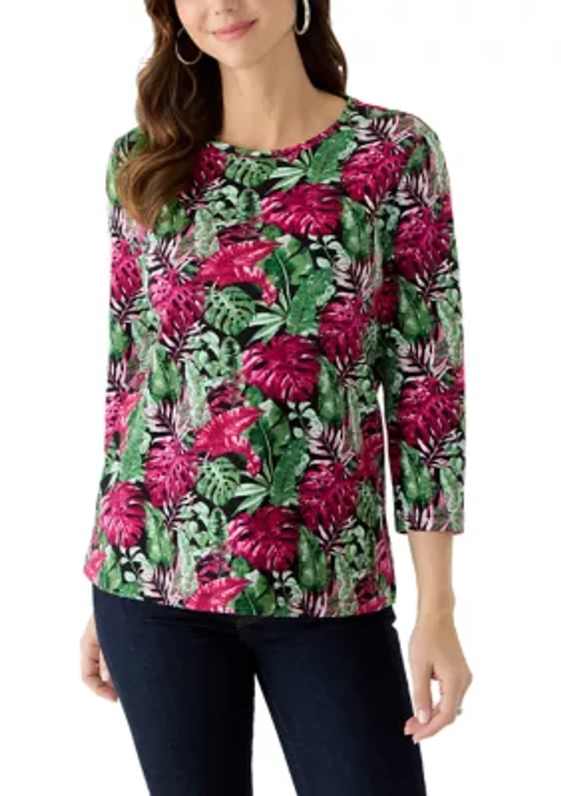 Women's 3/4 Sleeve Print Top
