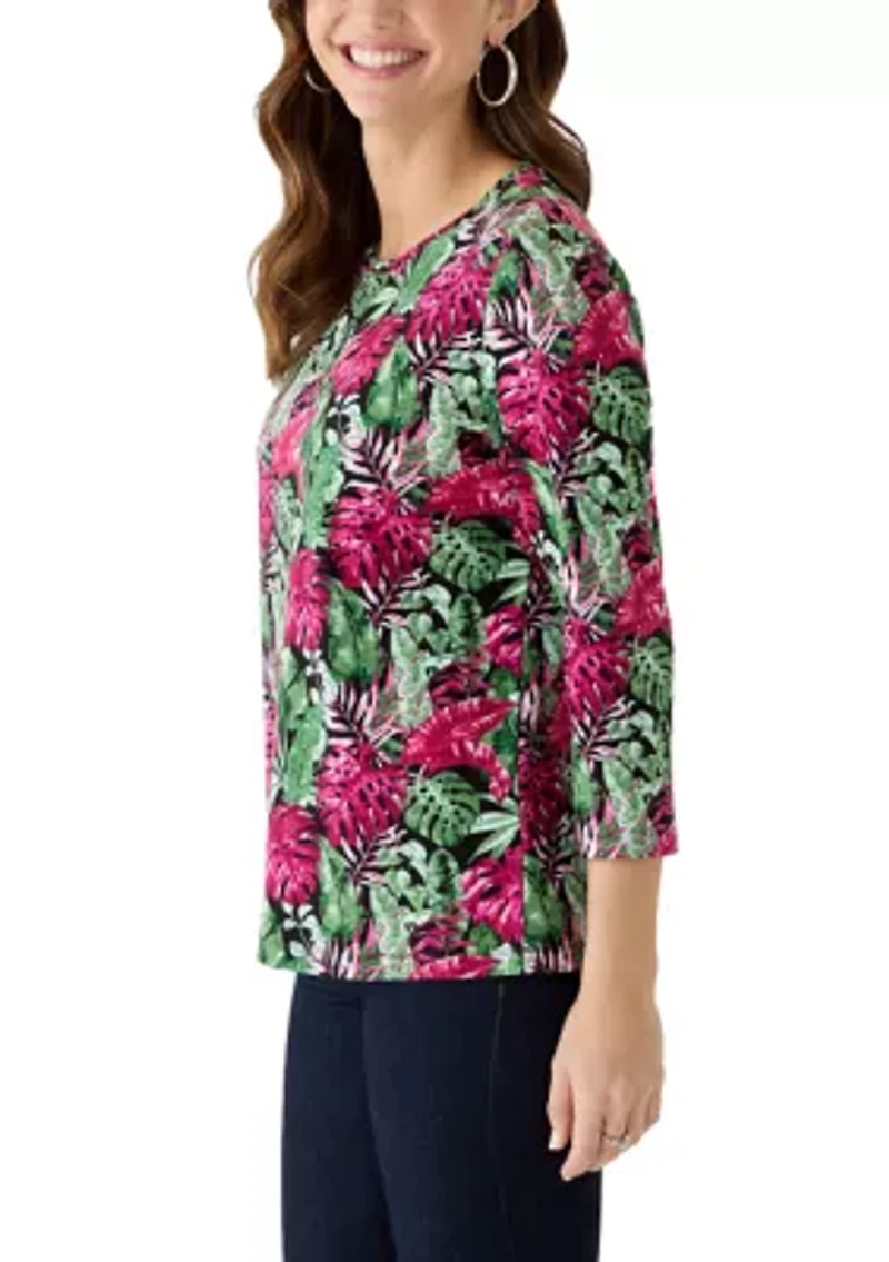 Women's 3/4 Sleeve Print Top