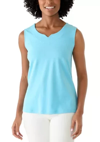 Women's Sleeveless Split Neck Tank Top
