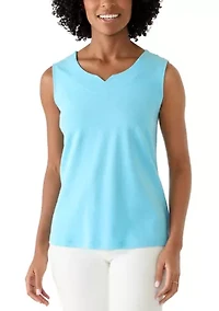Women's Sleeveless Split Neck Tank Top