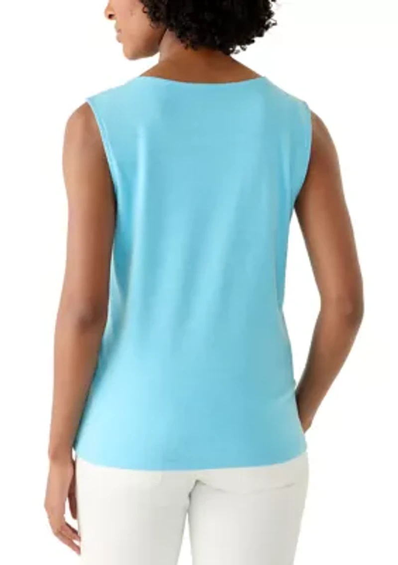 Women's Sleeveless Split Neck Tank Top