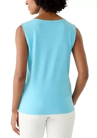 Women's Sleeveless Split Neck Tank Top