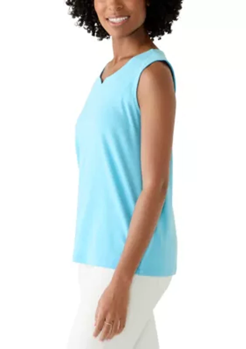 Women's Sleeveless Split Neck Tank Top